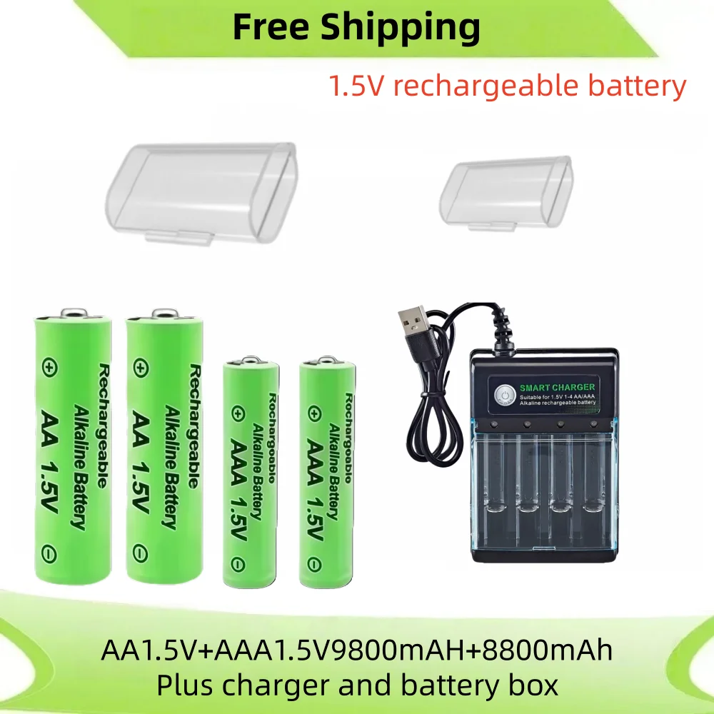 Originele Oplaadbare Batterij 1.5V AA 9800mAh + AAA 8800mAh + Oplader voor Computer Klok Radio Video game Digitale Camera AA AAA