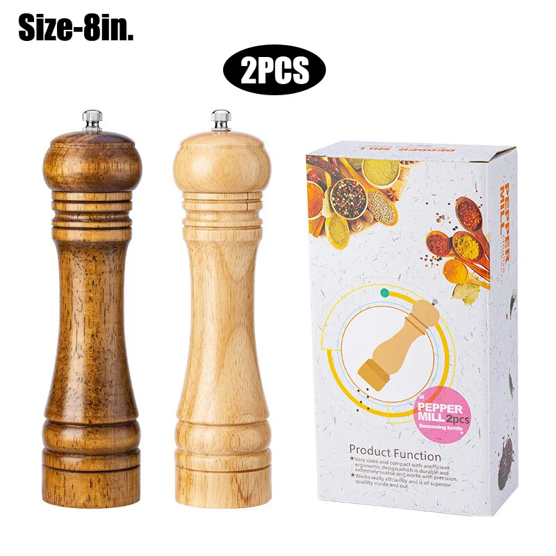 Mechanical Salt Pepper Grinder Mill Shaker Oak Wooden Manual Pepper Mill Spice Salt Grinder Miller Kitchen Tools Gadgets