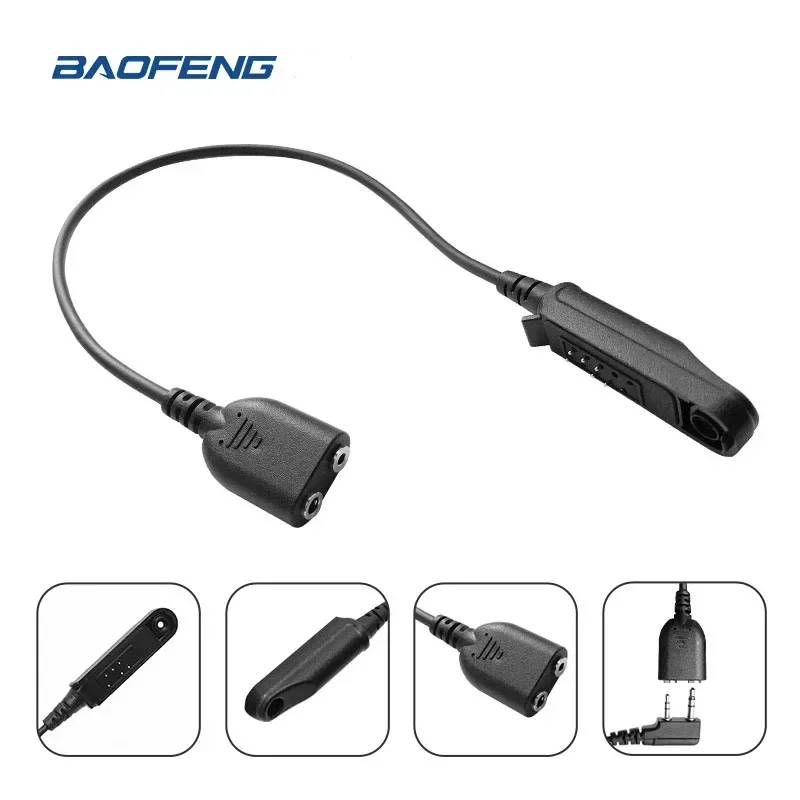 Baofeng UV-9R Pro Audio Adapter Cable 2 Pin K Plug Earphone Speaker Mic for UV-68 Pro Max UV-S22 UV-XR BF-9700 Waterproof Radios