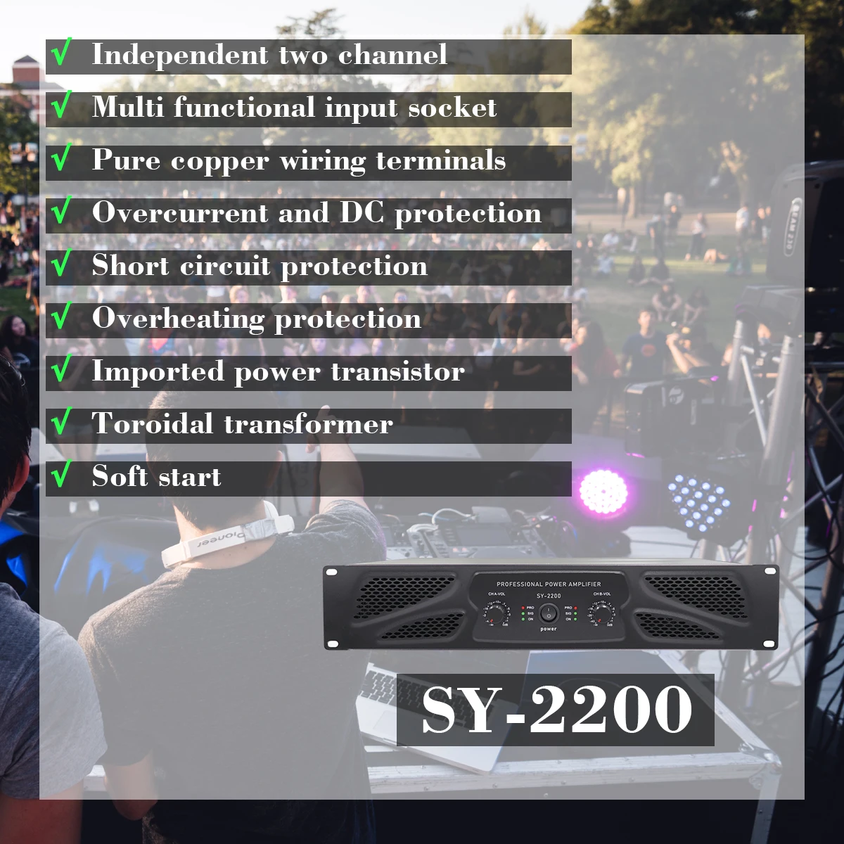 Amplificador De Potência Profissional, 2 Canais, Classe A Sistema De Equipamento De Som, Desempenho De Palco, Comercial, Ao Ar Livre, Áudio