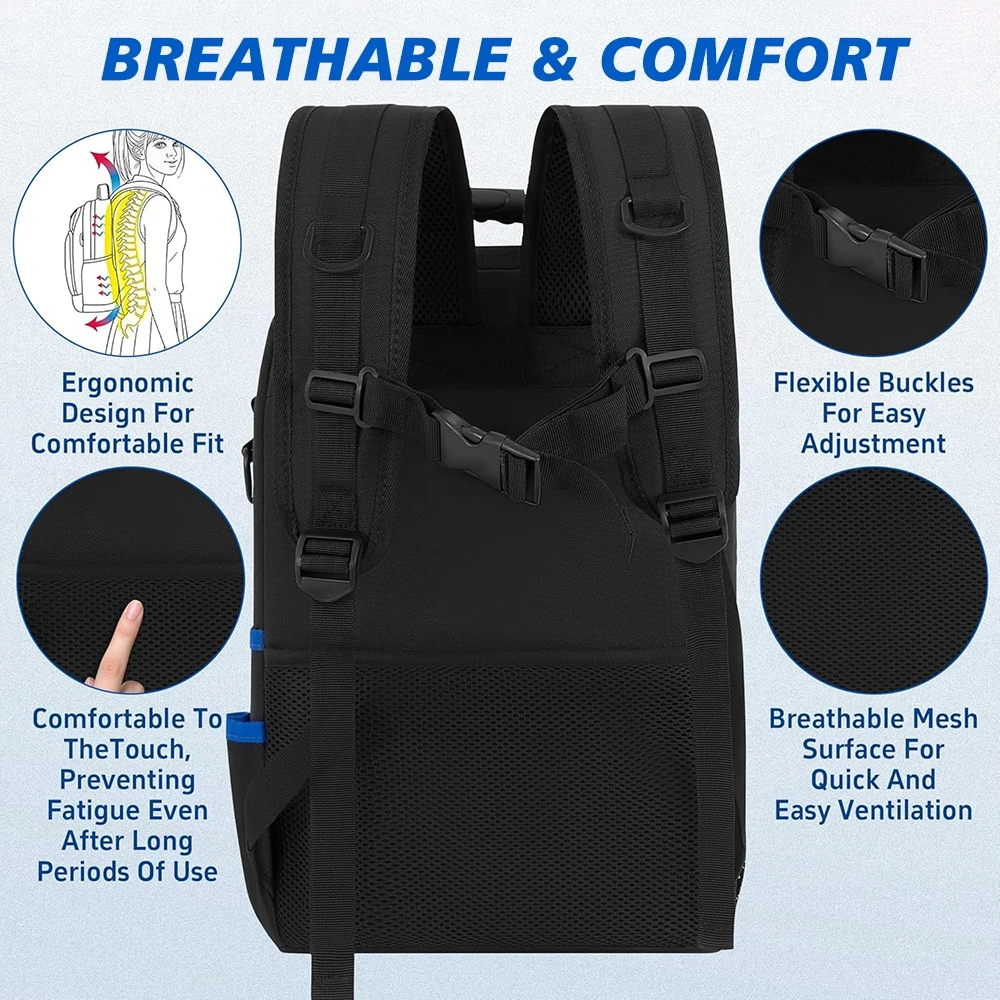Heavy-Duty Zipper Tool Backpack with Premium YKK Zippers and Reinforced Stress Points.Crafted from Durable 900D Polyester with Padded Back Panel and Ergonomic Shoulder Straps.Internal Organizer Features 10 Tool Pouches and 6 Elastic Loops.Ideal for Ele view 8