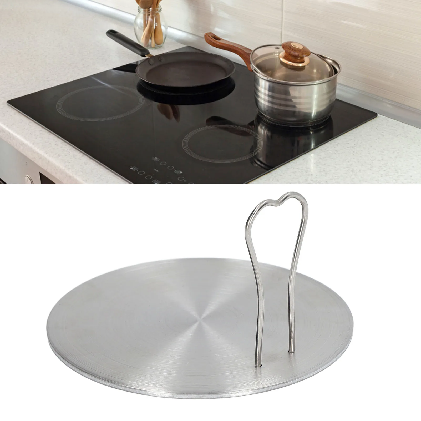 Heat Diffuser Plate Stainless Steel  Safe Handle Fast Conduct Convenient Cooking Plate Heat Diffuser for Kitchen