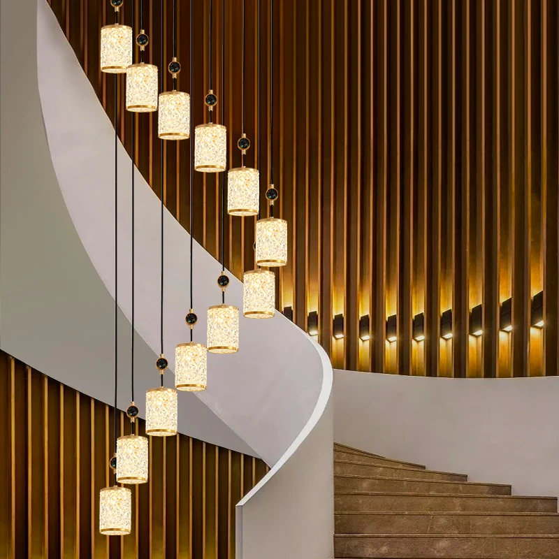 

New Chinese Duplex Villa Living Room Chandelier Simple Fashion Atmosphere Restaurant High-end Chandelier Creative Lighting Lamps