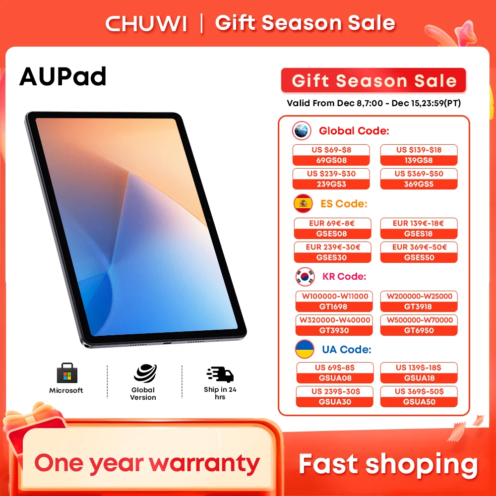 CHUWI AuPad Tablet Android 14 Snapdragon 685 Octa-core 10.95inch FHD Screen 8GB DDR4 128GB ROM 4G LTE GPS Tablets PC Widevine L1