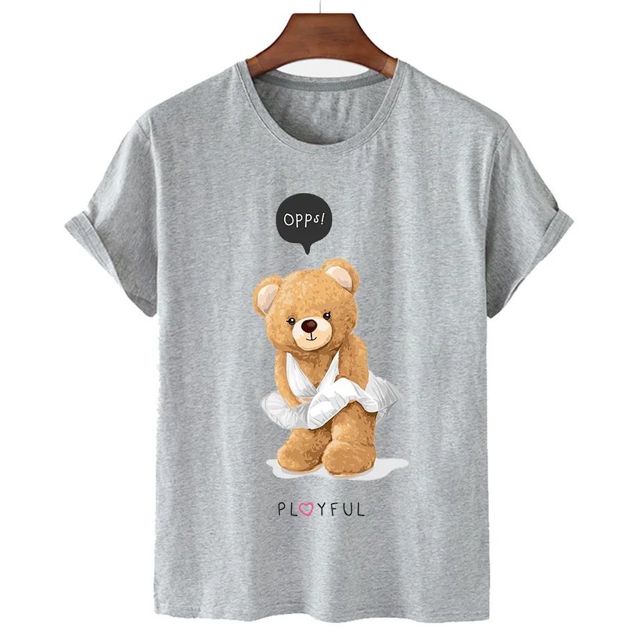 100% Cotton Sexy Bear T Shirts Summer 2022 T Shirts Women Short Sleeve O Neck T Shirts Unisex Plus Oversized Women T Shirts 4XL
