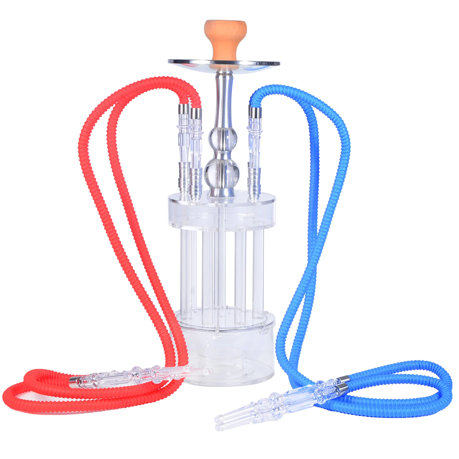 DEJAYA Gatling Acrylic Hookah Narguile Completo Shisha Pipe Set Chicha Cachimba 4 Hoses LED Light Sisha Accessories Club Party