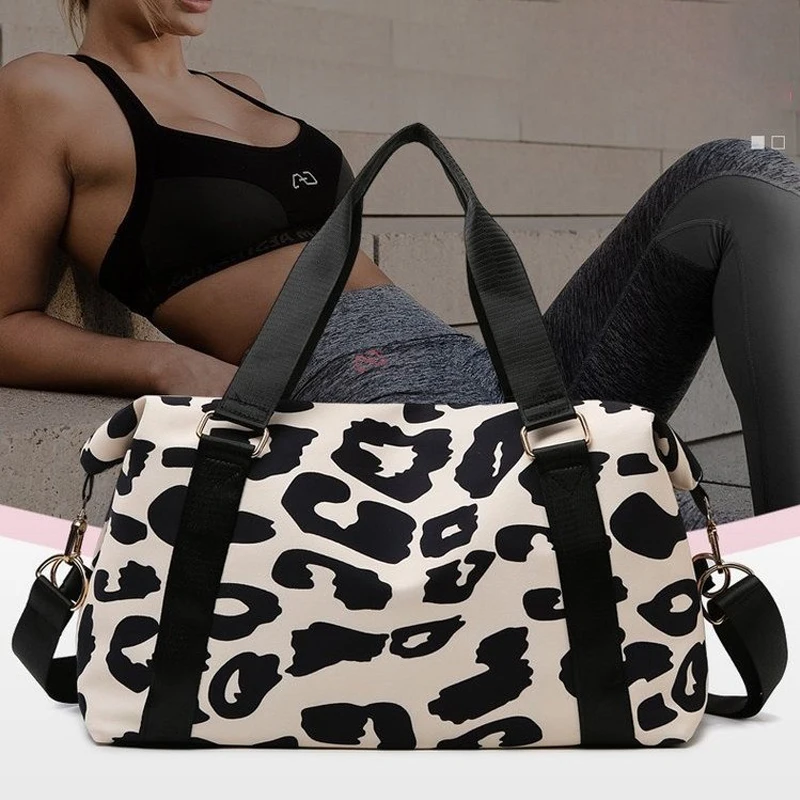 

Ladies' Handbag Leopard Large Capacity Lightweight Portable Fitness Crossbody Bag Waterproof Highquality Luxury Brand Travel Bag