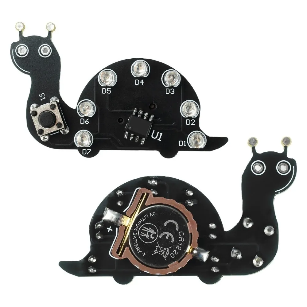 Snail Shaped Soldering Learning Kit 7 LEDs LED Shell Flow SMD Solder Kit DIY Learning Board Educational LED Shell Flow Light Kit