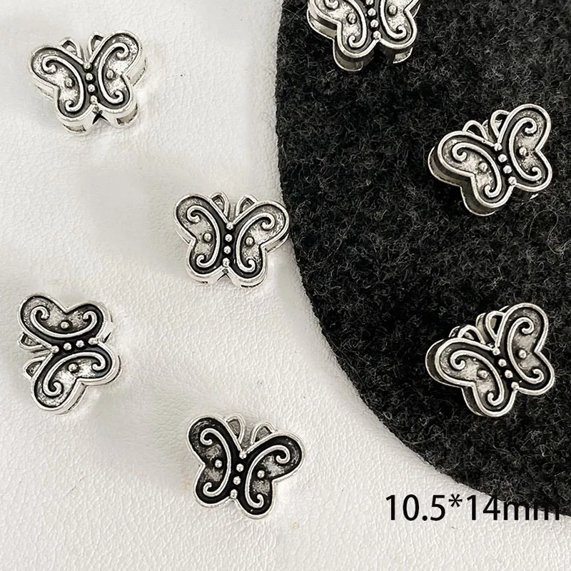 2 pezzi retrò leone decant farfalla loto fiore di pesco lega d'argento con perline fai da te braccialetto fatto a mano collana orecchini accesso gioielli