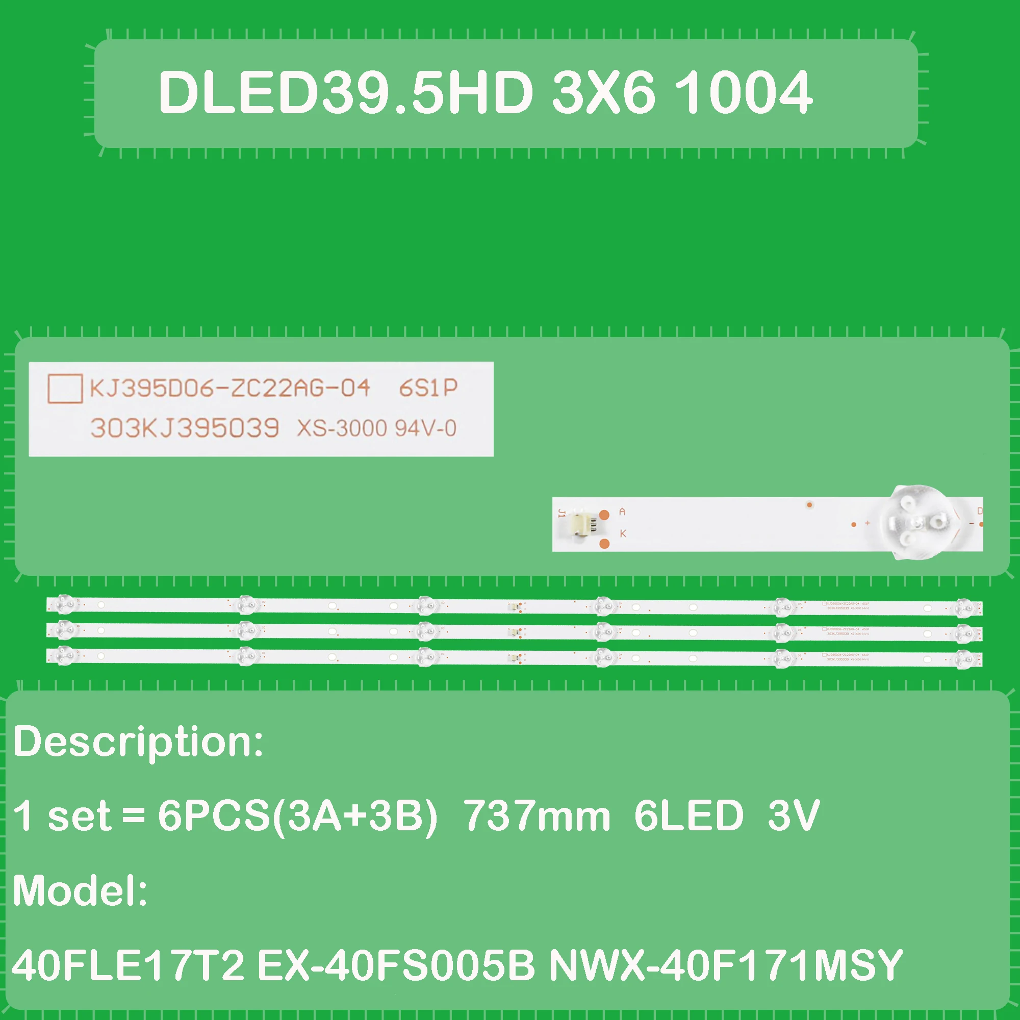 LED Backlight Strip For EX-40FS004B NWT-40F171MS NWX-40F171MSY 40FLE17T2 EX-40FS005B KNZ40TF  40TD4000FHD HTV-40F02-T2C/A4/B/M