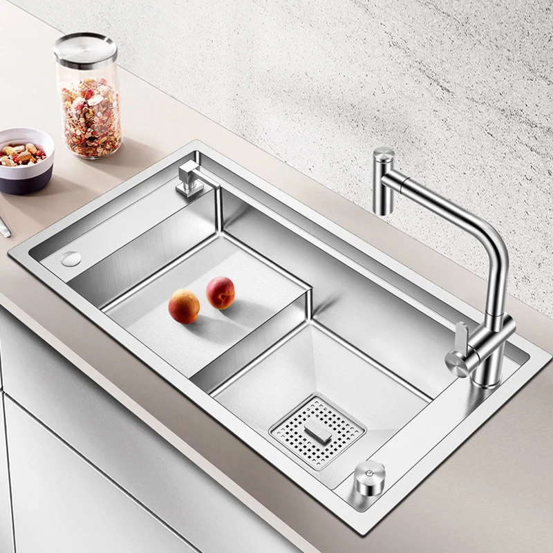 ASRAS Stepped Sink 304 Stainless Steel 4mm Thickness 220mm Depth Large Size Handmade Brushed Luxury Stepped Kitchen Sinks