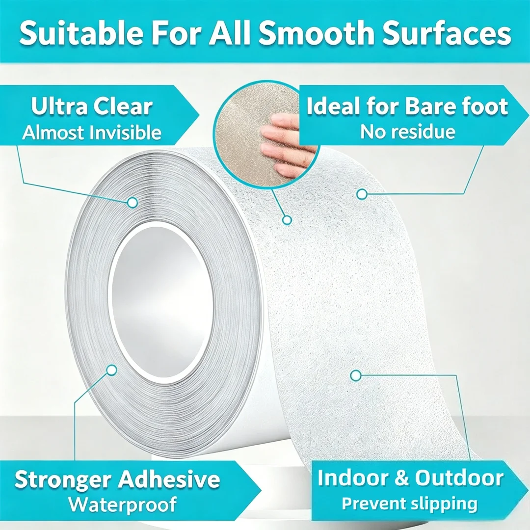 Transparent Anti Slip Strap, Suitable for Anti Slip Traction Straps on Bathtubs, Boats, and Stairs, Transparent and Soft