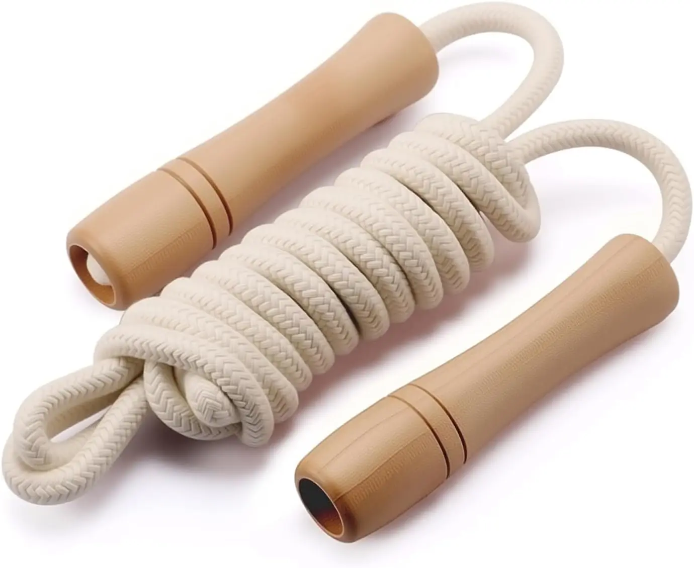 Corda de pular de madeira com corda de algodão - ajustável para crianças, estudantes, adultos, iniciantes, sem pintura - brinquedos e presentes
