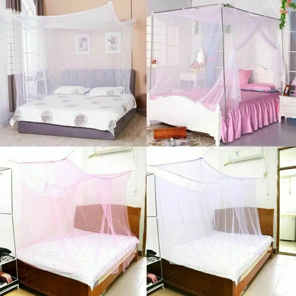 Mosquito Net 4 Corner Post Bed  Twin Full Queen Size Home Bedding Netting