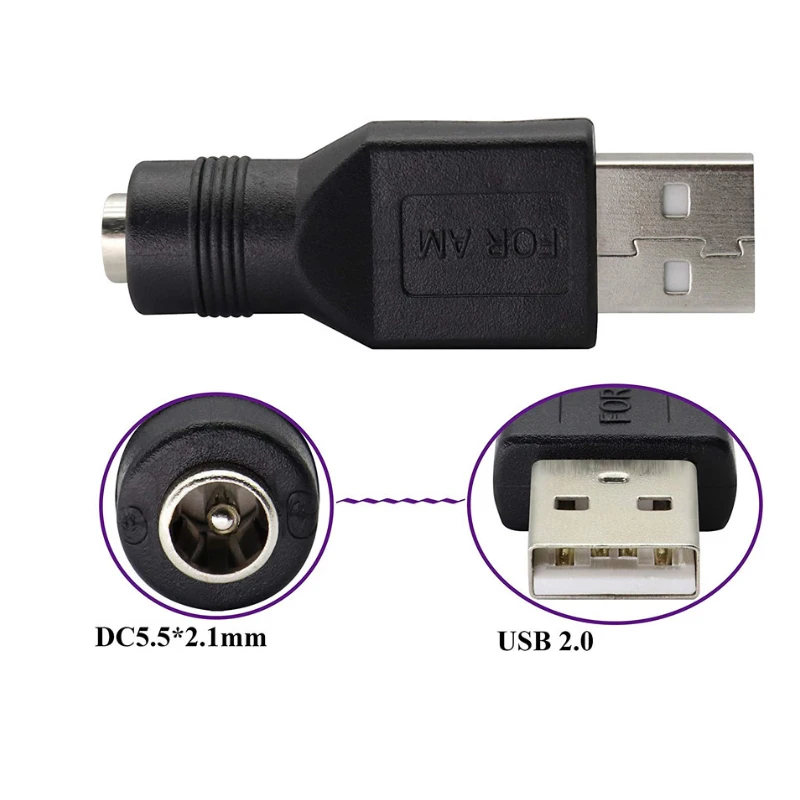 AC TO DC Adapter Plug DC Female to USB Male Female DC 5.5 * 2.1MM Power Converter 12V Plug Charging Adapter Converter USB Plug