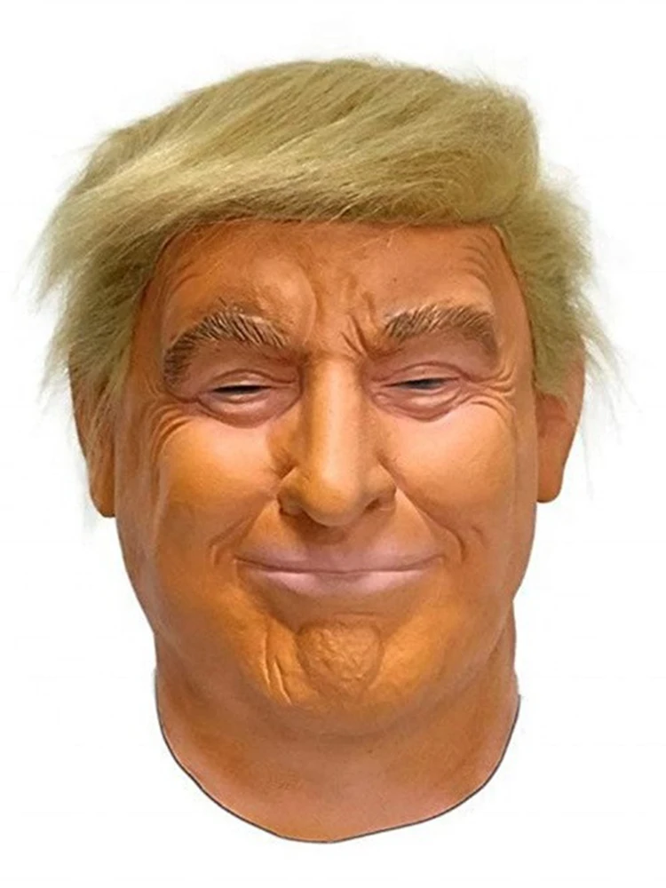 Spoof Party Props Trump Latex Headgear Mask Halloween Realistic Trump Full Face Mask Adult Cosplay Headgear Mask