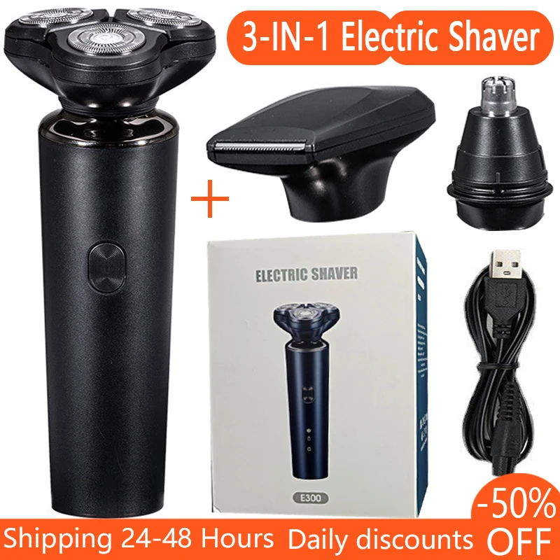 Electric Shavers for Men Waterproof Electric Trimmer Razor Wet & amp Dry Use Rechargeable Battery Rotary Shavers Machine shaving