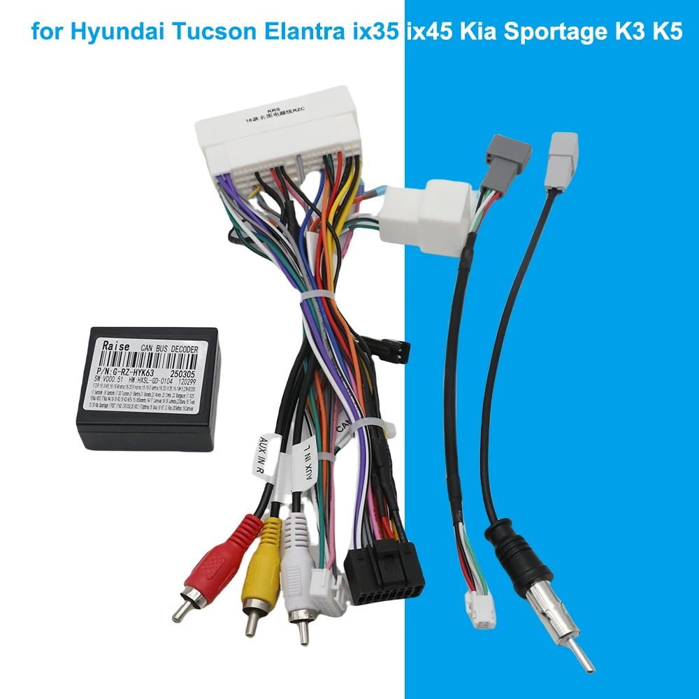 Жгут проводов декодера шины CAN, 16-контактный разъем, автомобильный кабель Android, адаптер для Hyundai Tucson Elantra ix35 ix45 Kia Sportage K3 K5
