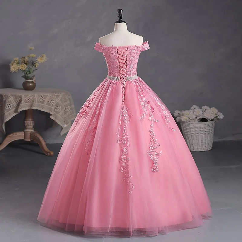 Vestidos  Quinceañera Off The Shoulder Quinceanera Dresses Diamond Belt Ball Gown Party Prom Dresses For Quinceanera Customized