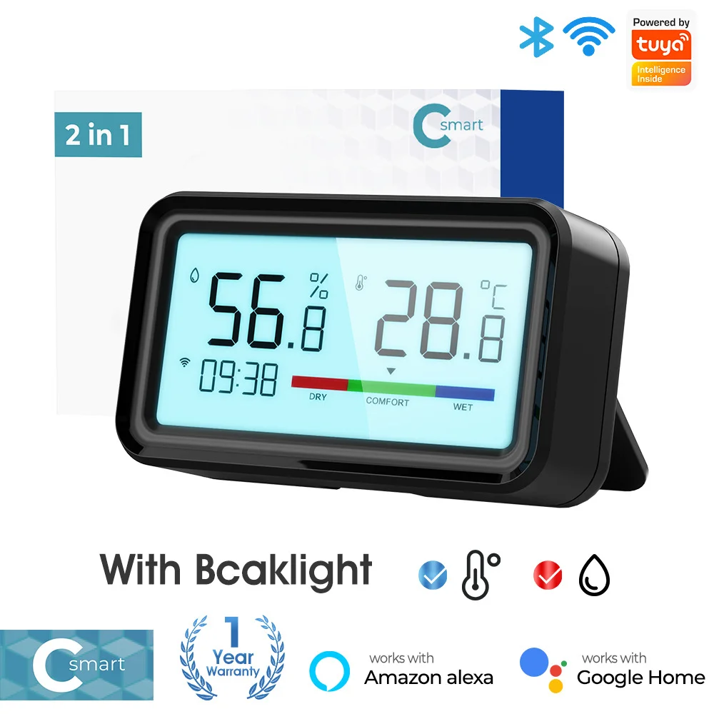 Tuya-Sensor inteligente de temperatura y humedad para el hogar, higrómetro con Control remoto Universal, infrarrojo IR, 3 en 1, WIFI, LCD