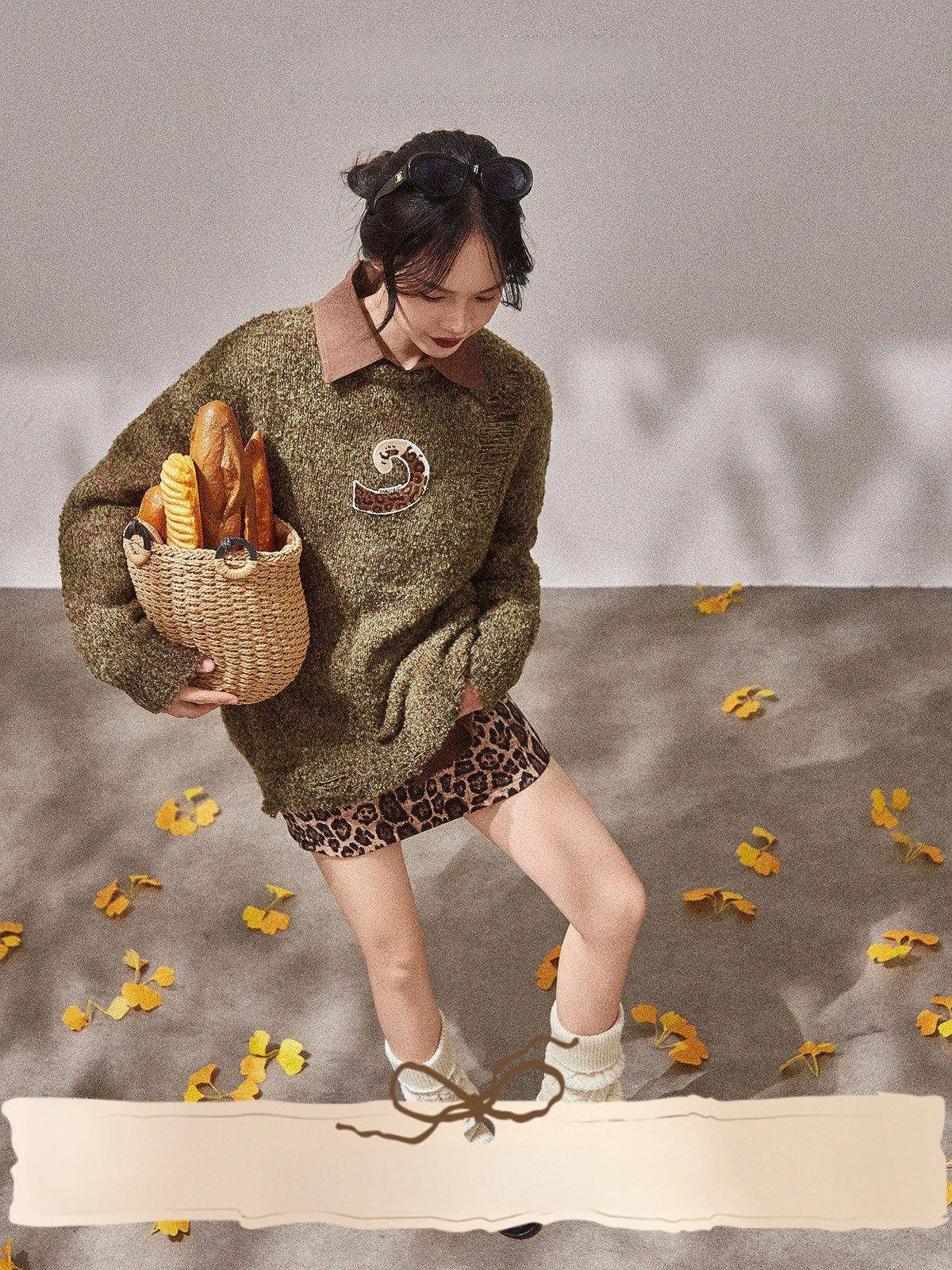 

Свободный вязаный женский свитер кофейного цвета, осенняя новинка Sle Jiaohuazun×LAB, теплый топ с длинными рукавами и круглым вырезом в стиле Lazy Fashion