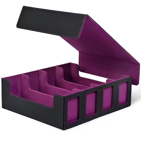 Trading Card Storage Box with Display Window, 2400+ Deck Box for TCG with Removable Cover， fits Magic PTCG Sports