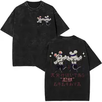 Camiseta lavada Vintage de Anime Demon Slayer Uzui Tengen, divertida Manga Muscular, ratones Ninja Muki Muki, camiseta de gimnasio, ropa de calle de gran tamaño