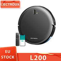LIECTROUX L200 Robot Vacuum Cleaner,230ml Electric Control Water Tank,WiFi App,4KPa,Brushless Motor, Smart Mapping
