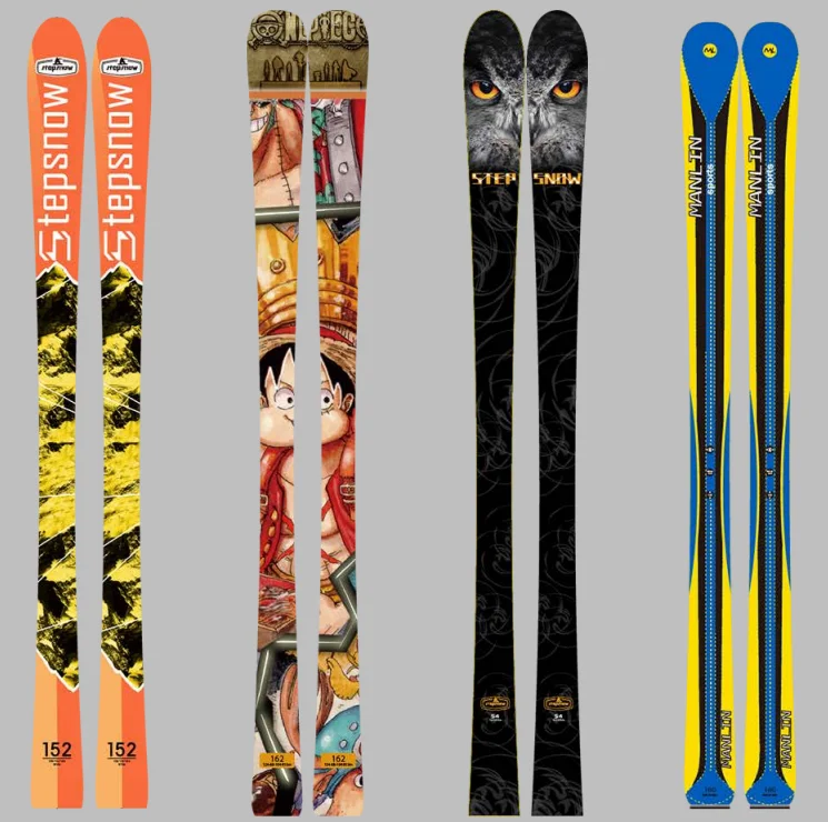 OEM Custom bamboo alpine mountain snow skis for kid adult women men's custom-made ski board equipment of OEM ski manufacturer