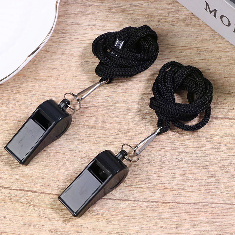 2/5/10 قطعة صافرة سوداء عالية الجودة للرياضة كرة القدم كرة السلة الحكم التدريب في الهواء الطلق صفارة إنقاذ مع الحبل #2