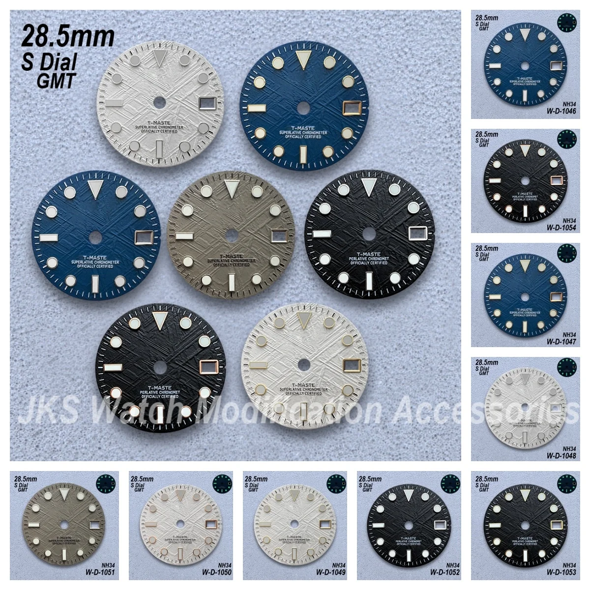 

28.5mm S Logo Meteorite GMT Dial Fit NH34 Movement Green Luminous Blue Sunray High-Quality Watch Modification Accessories