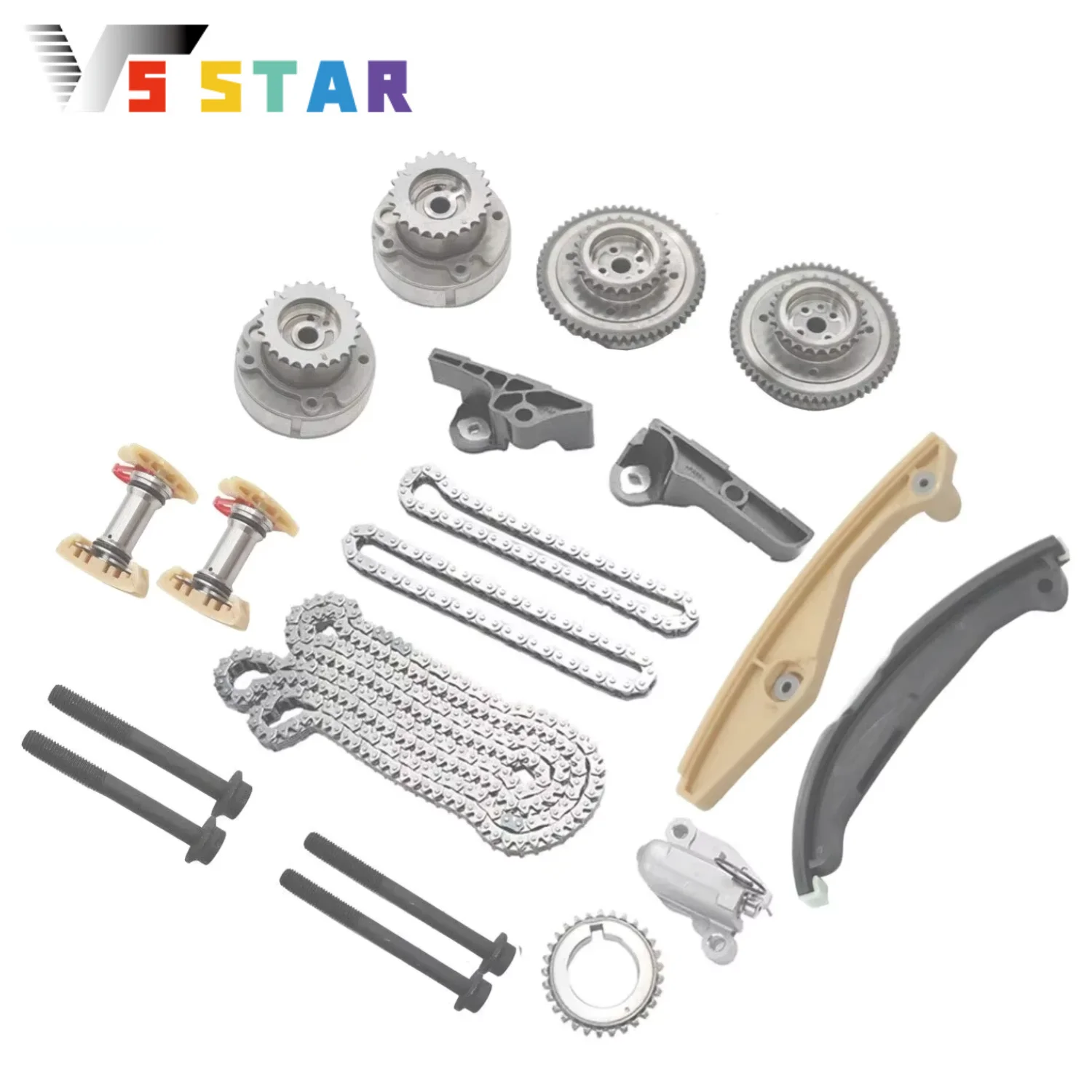 AT4Z6C526B AT4E6C524EC Kit Rantai Timing & Cam Phaser Berkualitas Tinggi dengan Gear Untuk Ford Edge 2011-2014 3.5L 3.7L XLB-1183