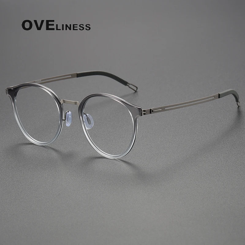 Pure Titanium Glasses Frame Men Round Myopia Optical Prescription Eyeglass Frame 2023 New Antiskid Silicone Eyewear