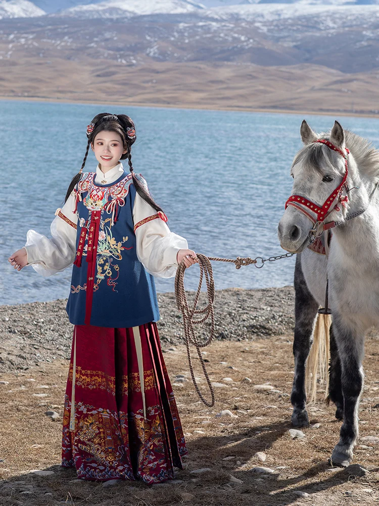 

New Year Sle Jinchen Nanfu Hanfu Skirt Ming Dynas Zigong Fabric Imitation Flower Embroidery Yun oulder Matched