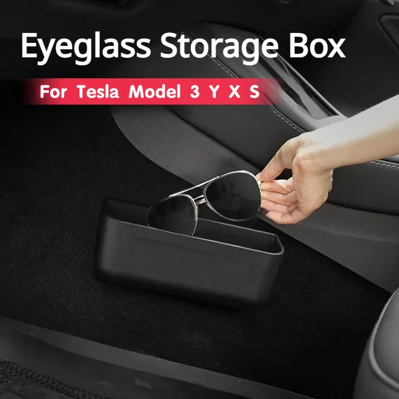 Óculos TPE Storage Box para Tesla, óculos de sol Caso, cartão, chave, suporte do telefone, Door Seat Gap, Side Storage Box, Felt Paste Free, Model 3, Y, X, S