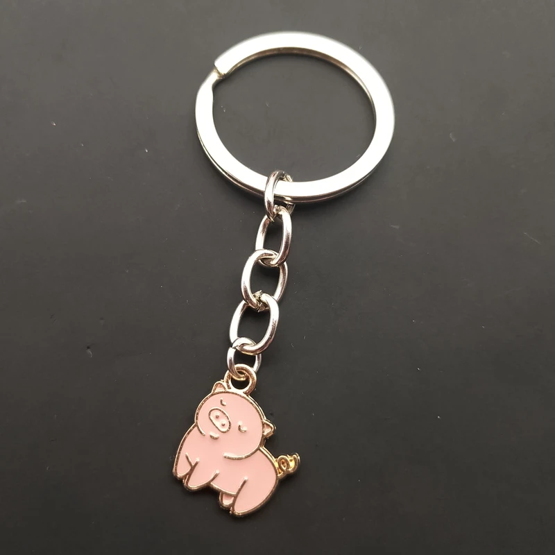 Korea cute piggy charm keychain enamel car pendant cute piggy jewelry kids small gifts couple key ring bag accessories