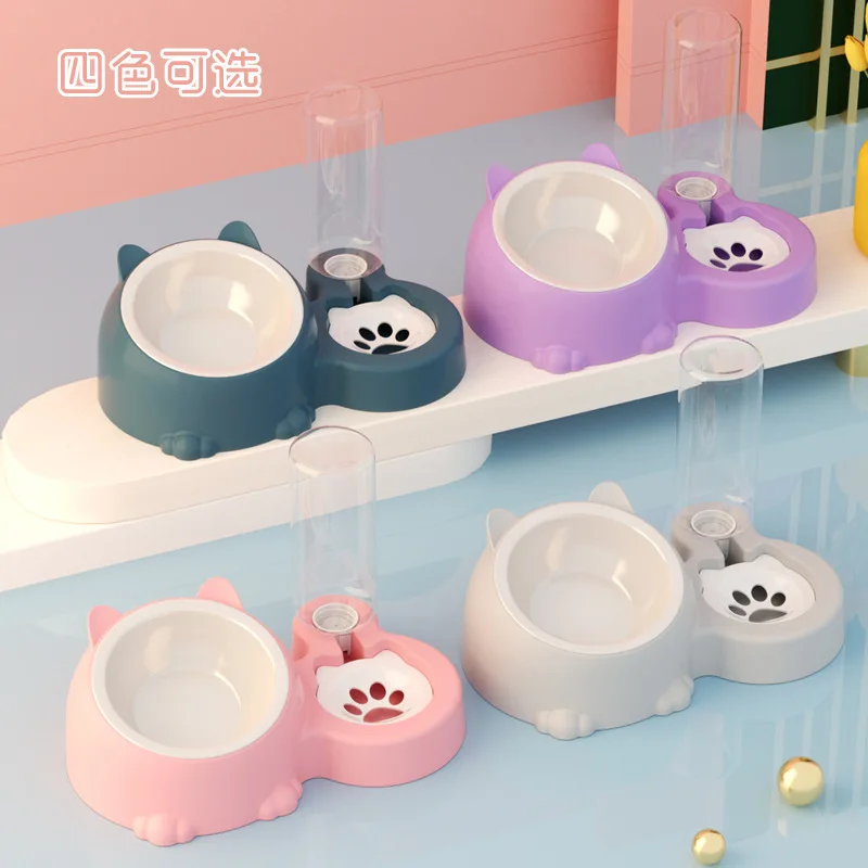 Cat Bowl Water Food Integrated Automatic Drinking Neck Protection Cat Bowl Pet Drinking Water Feeder Dog Bowl Anti-knock Pet Sup