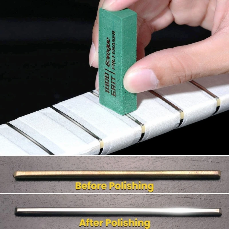 Guitar Fret Polishing Erasers Abraisive Rubber Frets Polish Tools Fret Polishing Cleaner for Fret Wire 180&400&1000Grit