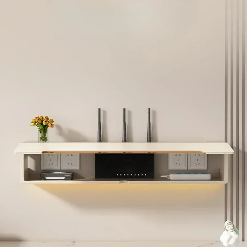 Cream-Style TV Router Box Wall-Mounted Power Cord Organizer Set-Top Dust-Proof Rack Multi-Function Plug Board Holder - Image 4