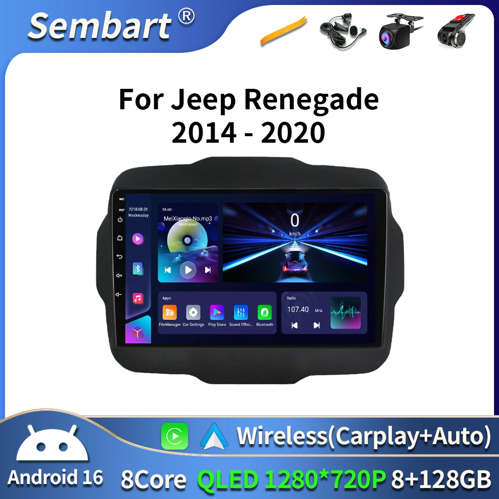 

For Jeep Renegade 2014 - 2018 Android Auto Carplay Car Radio Multimedia Video Player GPS Navigation WiFi Bluetooth Head Unit BT