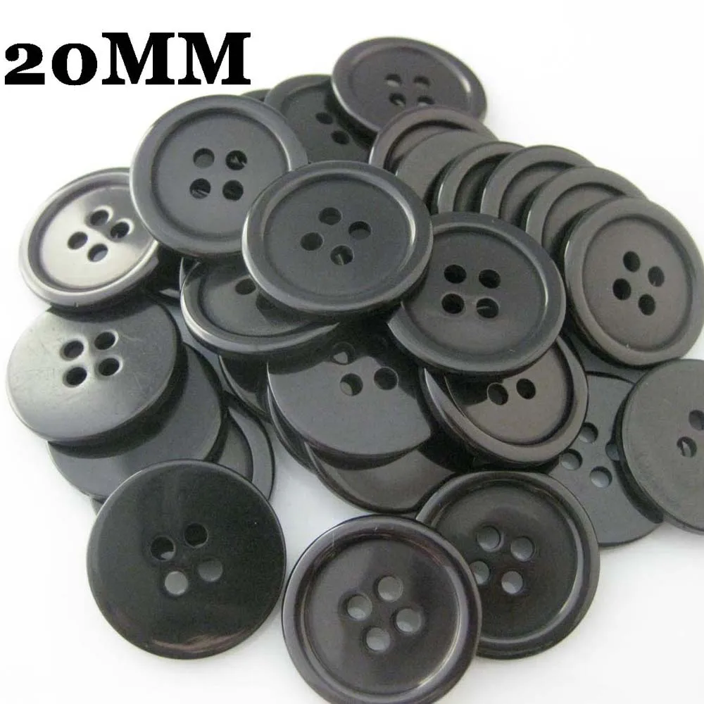 NBNVWO 4-Holes Black Shirt Buttons Black 9MM To 25MM 50Pcs/Lot Garment Accessories Decorative Craft DIY Sewing Supplies