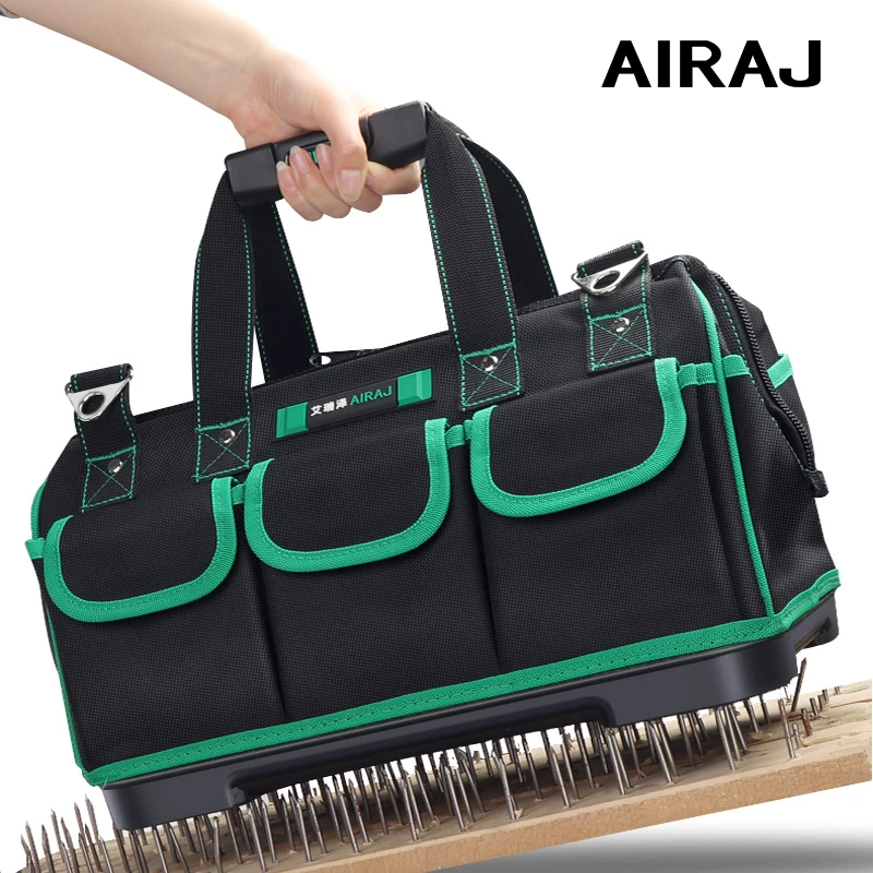 AIRAJ 20in/23in Heighten Tool Bag Thickened Waterproofed Rubber Bottom Multi-Pockets Wide Mouth Tool Adjustable Shoulder Strap