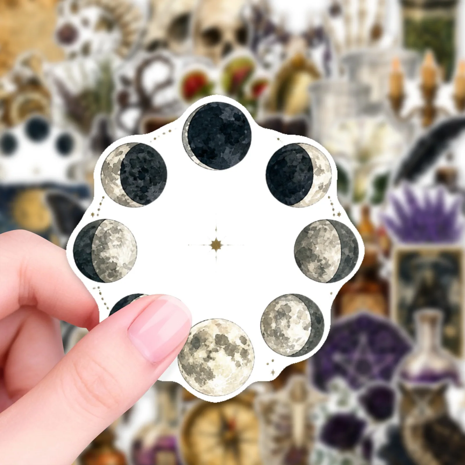 50 Pcs Cartoon Mystery Stickers Vintage Book Page  Rose Waterproof Vinyl Decals for Journal Laptop Phone Case Gift