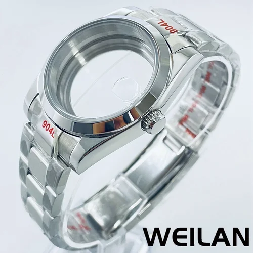 Imagen 2 del producto 36mm 40mm plateado NH34 NH35 NH36 NH38 NH39 NH70 NH72 ETA2824 PT5000 caja de reloj polaca superior impermeable zafiro Crysta