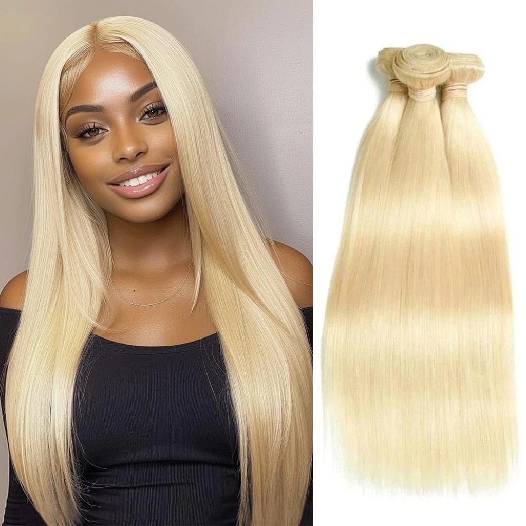 

613 Человеческие волосы блондинки, прямые 1/3/4 шт., пучки медового блондинка 30, 36, 40 дюймов, пучки с двойным утком, бразильские для чернокожих женщин