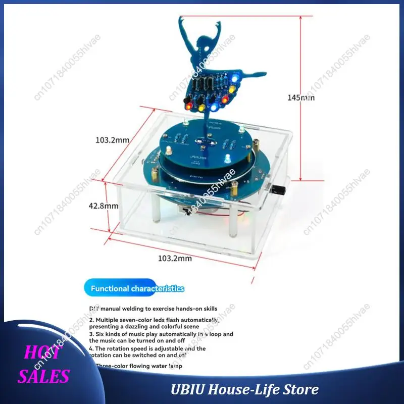 Rotating Music Box DIY Electronic Kit Ballerina Girl Music Box With RGB LED Rotating Design For DIY Soldering Practice-Best Sell