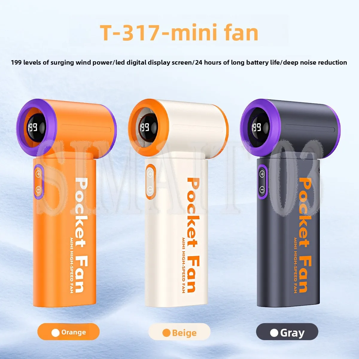 T317 Violent Turbo Fan, Brushless Motor, USB Rechargeable, Digital Display, High Speed Mini Handheld Jet Fan