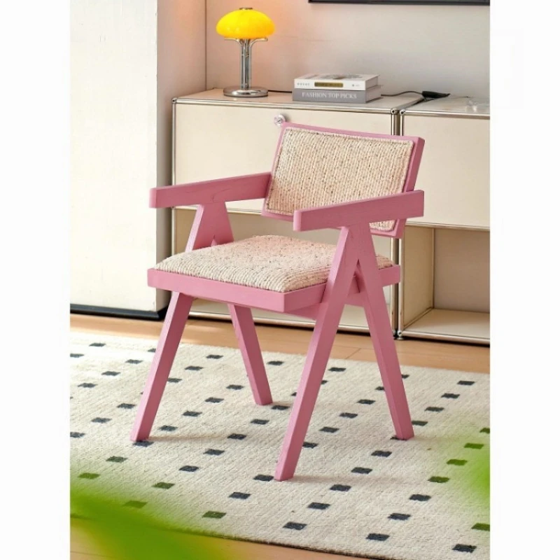 Household Dopamine Dining Chair Solid Wood Dining Chair Color Medieval Mixed and Matched Style Designer Leisure Chair