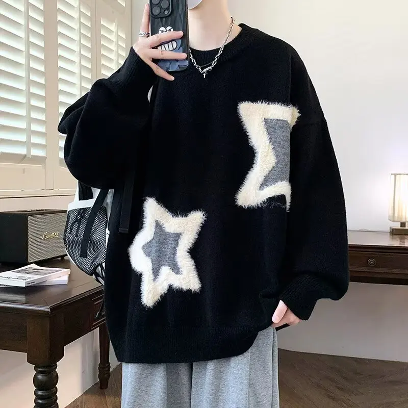 

Men Winter Oversized Warm Sweater M-6XL Korean Style Men Knitted Sweater Hip Hop Quite Pullover Women Home Fashion Top