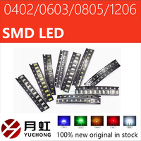100pcs 0402 0603 0805 1206 smd led Red Yellow Green White Blue Orange light emitting diode Water Clear LED Light Diode Set